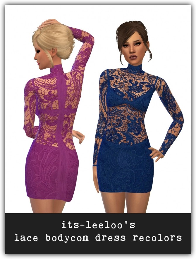 Sims 4 Lace Bodycon Dress Recolors at Maimouth Sims4