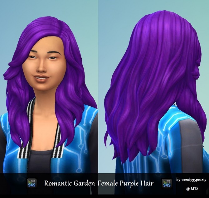 Sims 4 Romantic Gardens Female Hair Colour Purple by wendy35pearly at Mod The Sims