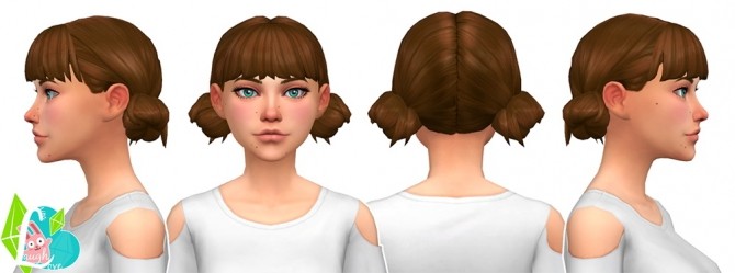 Sims 4 Low Double Buns at SimLaughLove