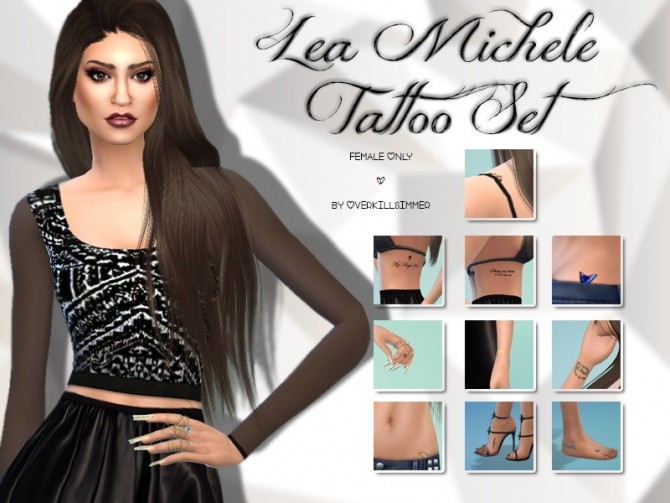 Sims 4 Lea Michele Tattoos by OverkillSimmer at SimsWorkshop