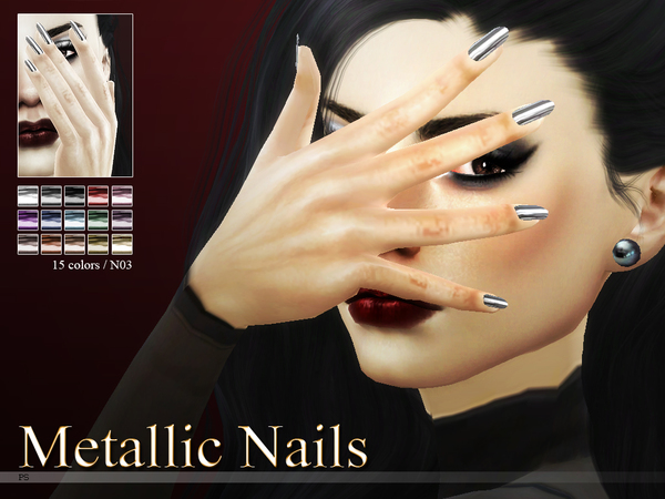Sims 4 Metallic Nails N03 by Pralinesims at TSR