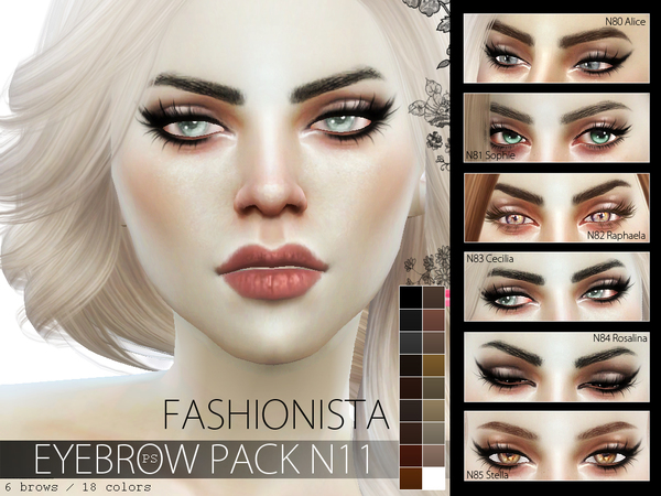 Sims 4 Fashionista Eyebrow Pack N11 by Pralinesims at TSR