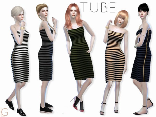 Sims 4 Strippy tube dress by linegud at TSR