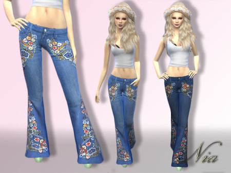 Embroided Flare Jeans by Nia at TSR