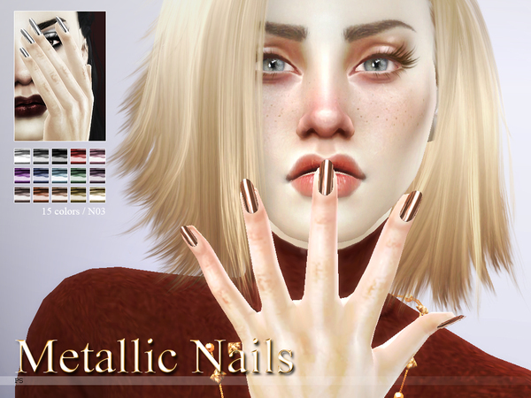 Sims 4 Metallic Nails N03 by Pralinesims at TSR