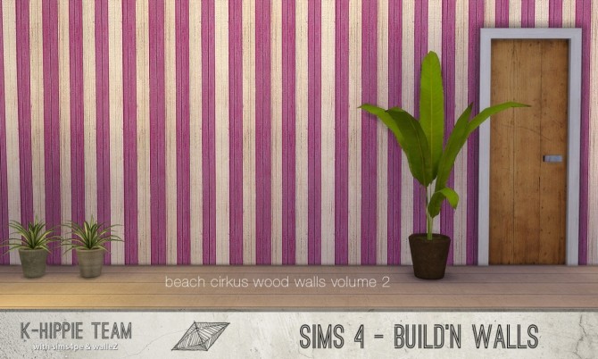 Sims 4 7 Wood Walls Beach Cirkus volume 1 & 2 at K hippie