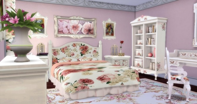 Sims 4 Shabby bedroom by Mary Jimenez at pqSims4