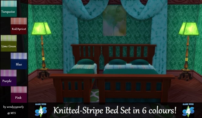 Sims 4 Bed Pack Knitted Stripe by wendy35pearly at TSR