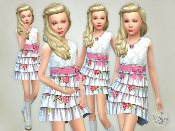 Sims 4 Garden Floral Dress by lillka at TSR