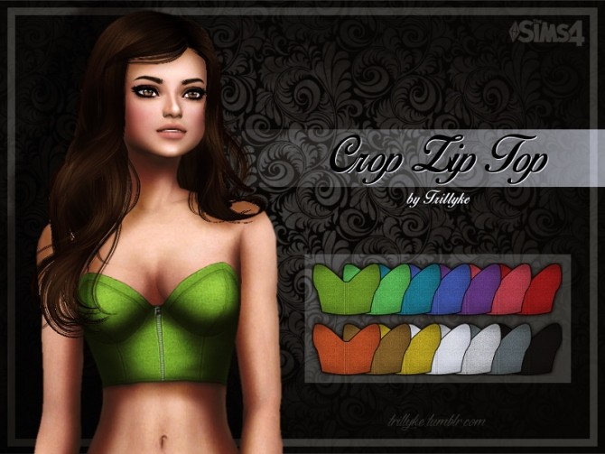 Sims 4 Crop Zip Top at Trillyke