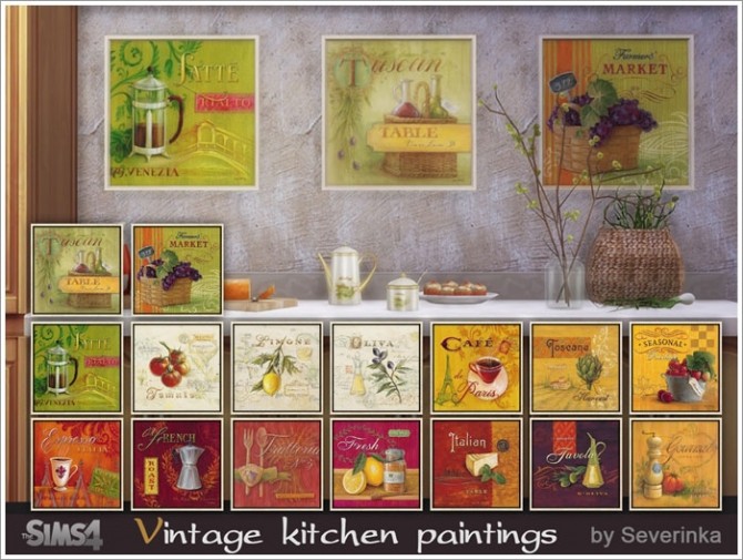 Sims 4 Vintage kitchen paintings at Sims by Severinka