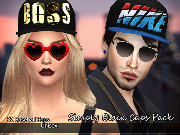 Sims 4 New York Dreamer Simply Black Caps by Pinkzombiecupcakes at TSR