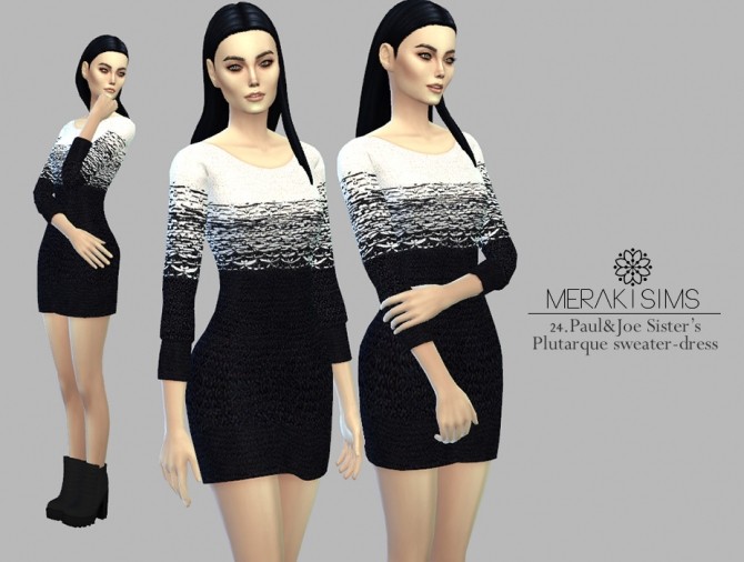 Sims 4 Sister’s plutarque sweater dress by merakisims at SimsWorkshop