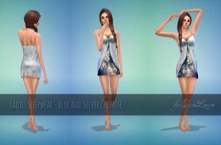 Blue and Silver Chemise by PixieLinxie at Mod The Sims