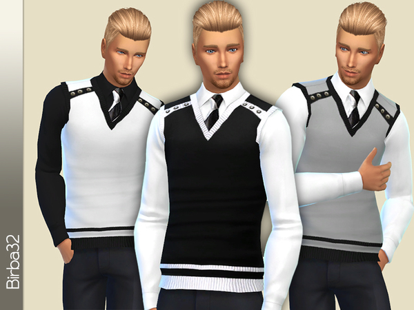 Sims 4 Shirt and gilet by Birba32 at TSR