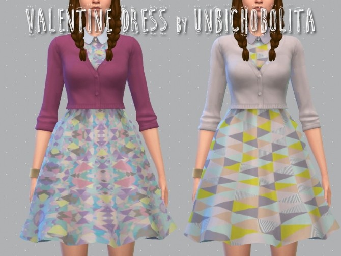 Sims 4 Valentine Collar Dress at Unbichobolita