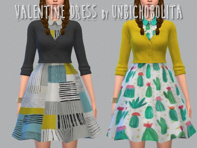 Sims 4 Valentine Collar Dress at Unbichobolita