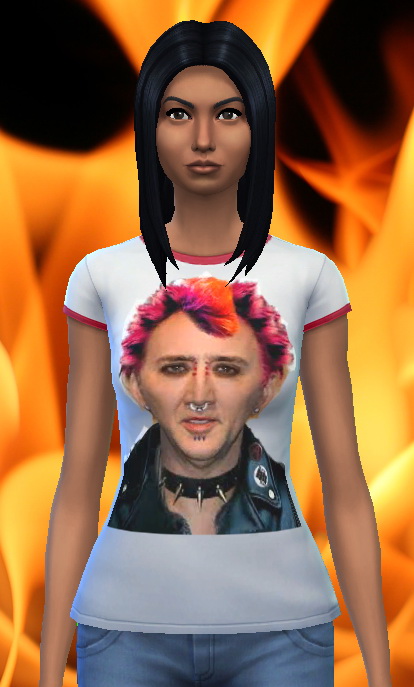 Sims 4 Nicolas Cage shirt by megansims65432love at SimsWorkshop