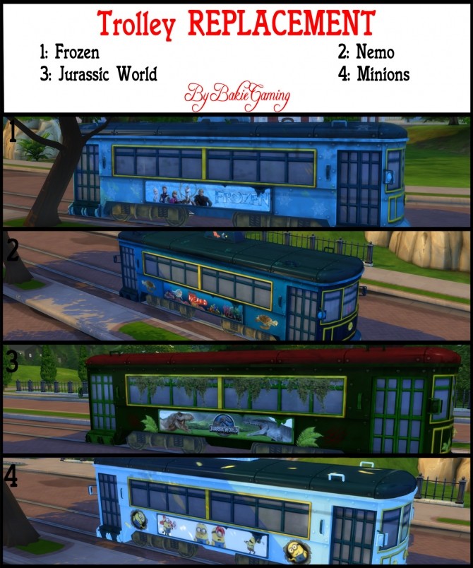 Sims 4 4 New Trolley Replacements by Bakie at Mod The Sims