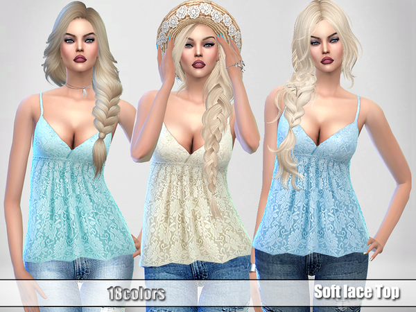 Sims 4 Soft Lace Top by Pinkzombiecupcakes at TSR