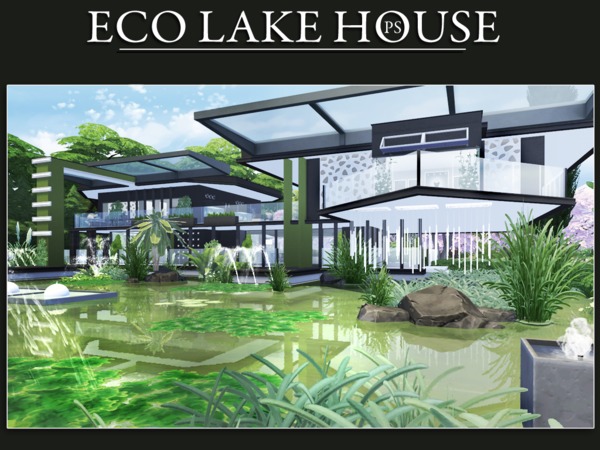 Sims 4 Eco Lake House by Pralinesims at TSR