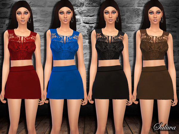 Sims 4 Two Piece Lace Dress by Saliwa at TSR
