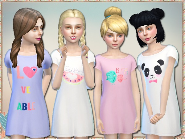 Sims 4 Loveable Nightgown For Girls by Simlark at TSR