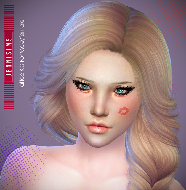 Sims 4 Sweet Girl Blush Vol1&Vol2, Tattoo Kiss at Jenni Sims