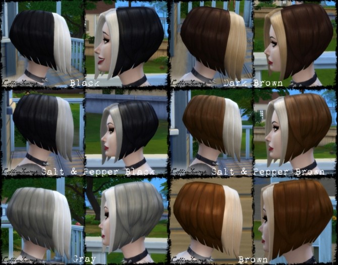 Sims 4 26 Chunky Highlight Recolors of Short Wedge Female Hair by CoffinTramp at Mod The Sims