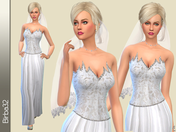 Sims 4 Morgana Wedding Dress by Birba32 at TSR