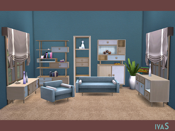 Sims 4 Retro Livingroom by soloriya at TSR