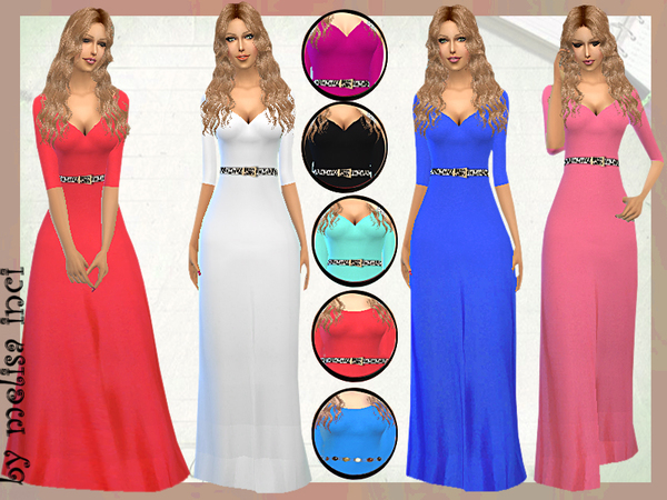 Sims 4 Three Quarter Sleeve Off the Shoulder Dress by melisa inci at TSR