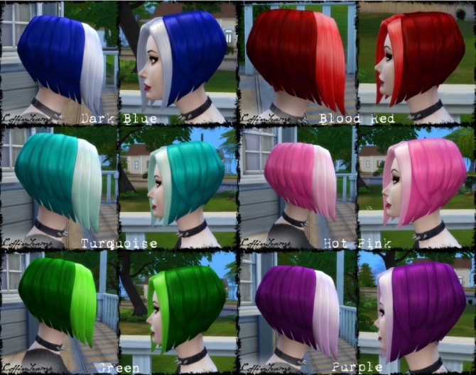 Sims 4 26 Chunky Highlight Recolors of Short Wedge Female Hair by CoffinTramp at Mod The Sims