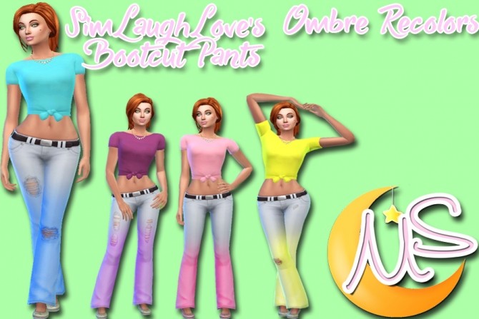 Sims 4 SimLaughLoves Bootcut Pants Ombre Recolors by Moonlight Simss at SimsWorkshop