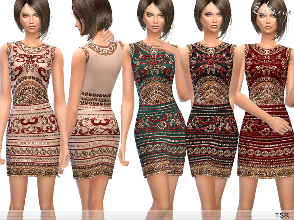 Sims 4 Embellished Mini Dress by ekinege at TSR