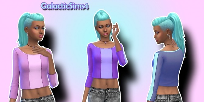 Sims 4 Recolor Of Movie Hangout Crop Long Sleeves by GalacticSims4 at SimsWorkshop