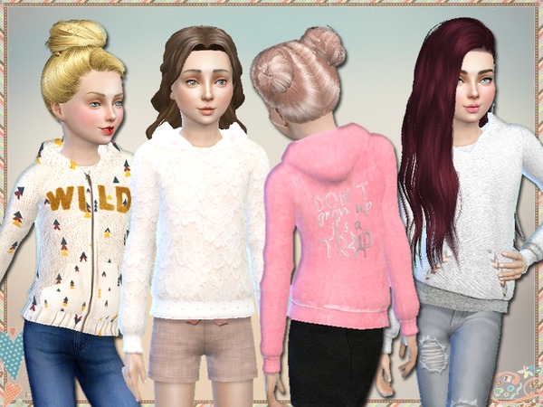 Sims 4 Wild Hooded Sweatshirts For Kids by Simlark at TSR