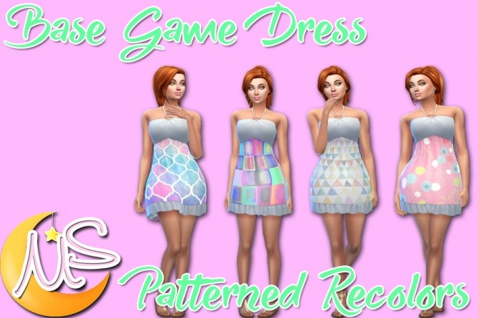 Sims 4 Base Game Dress Pastel Pattern Recolors by Moonlight Simss at SimsWorkshop
