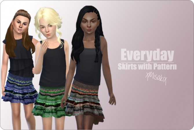 Sims 4 Skirts with Pattern at xMisakix Sims