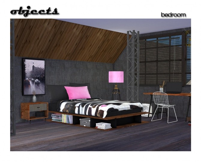 Sims 4 Retexture of mxims industrial bedroom & dreamteamsims sawhorse desk solid at ShojoAngel