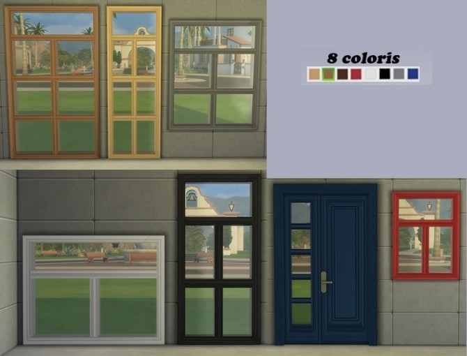 Sims 4 Alanis windows and door set by Maman Gateau at Sims Artists