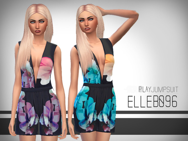 Sims 4 Flora floral playsuit by Elleb096 at TSR