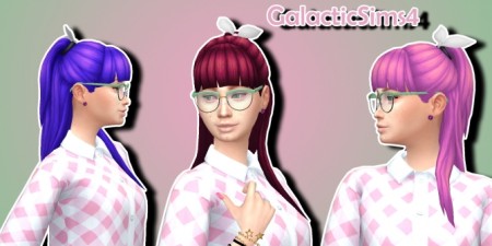Cosmic Recolor of KiaraZurk’s Long Bow Hair Conversion by GalacticSims4 at SimsWorkshop