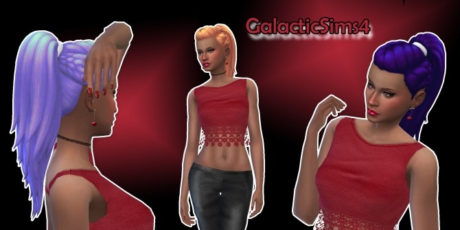 Sims 4 Movie Hangout Pony Tri Braids cosmic recolors by GalacticSims4 at SimsWorkshop