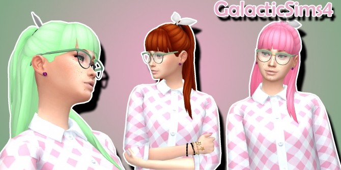 Sims 4 Recolor of KiaraZurks Long Bow Hair Conversion by GalacticSims4 at SimsWorkshop