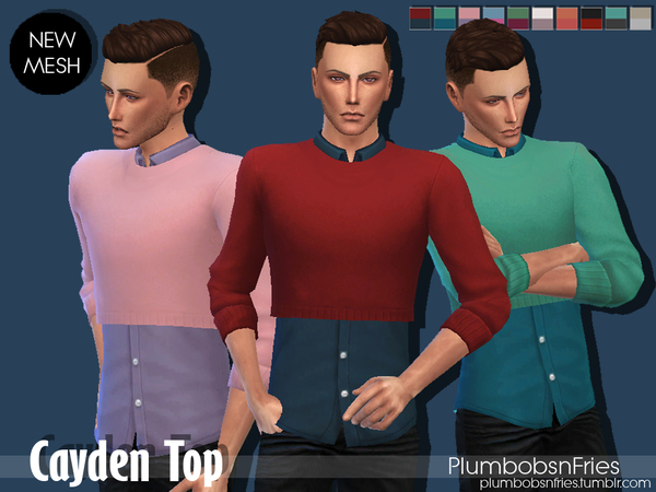 Sims 4 PnF Cayden Top by Plumbobs n Fries at TSR