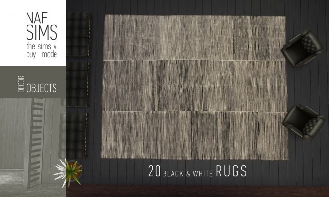 Sims 4 Black & White Rug Collection by nafSims at Mod The Sims