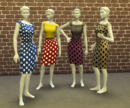 Two-Tone Dress with Polka Dots by Bronwynn at Mod The Sims