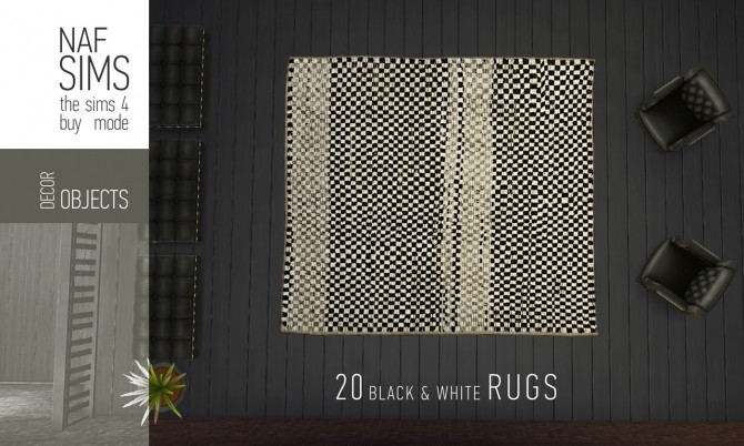 Sims 4 Black & White Rug Collection by nafSims at Mod The Sims