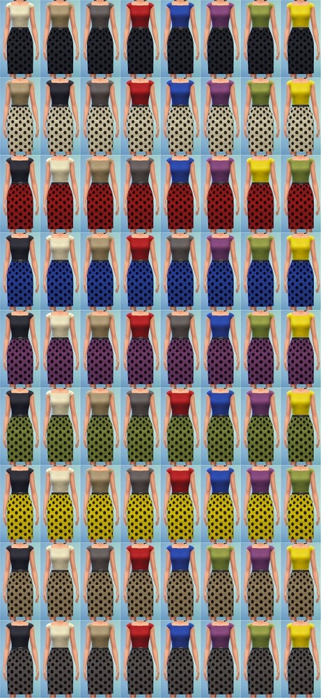 Sims 4 Two Tone Dress with Polka Dots by Bronwynn at Mod The Sims